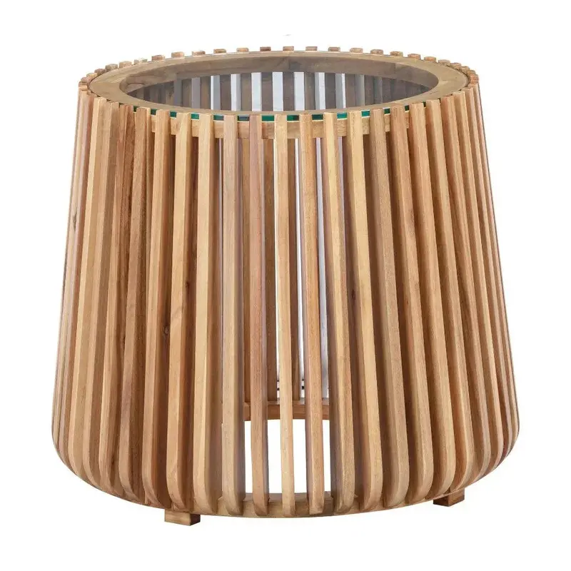 Bungalow Round Side Table With Tempered Glass Top 1