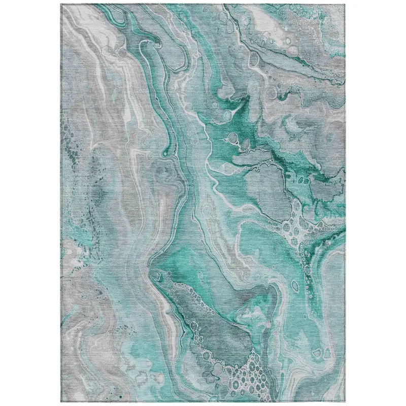 Caelara Teal Indoor-Outdoor Rug – Contemporary Washable Floor Decor 2