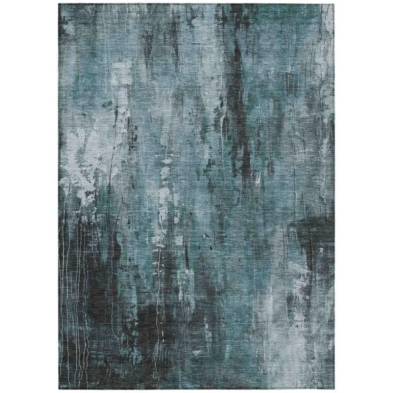 Caelion Teal Washable Floor Rug – Modern Indoor/Outdoor Design 2