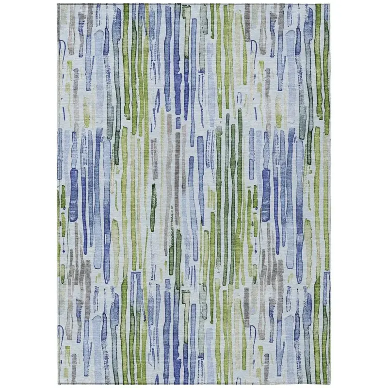 Caelira Blue Indoor-Outdoor Area Rug – Cool-Tone Washable Floor Decor 2