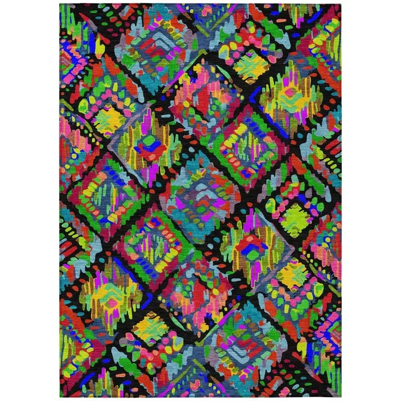 Caeluma Black Sleek All-Weather Rug 2