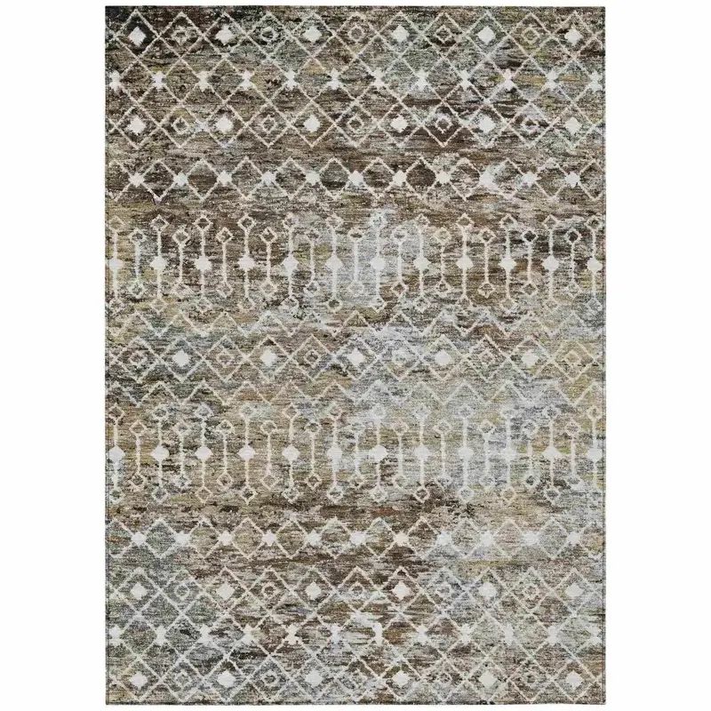 Calandria Brown Indoor-Outdoor Rug – Rustic Washable All-Season Floor Mat 2