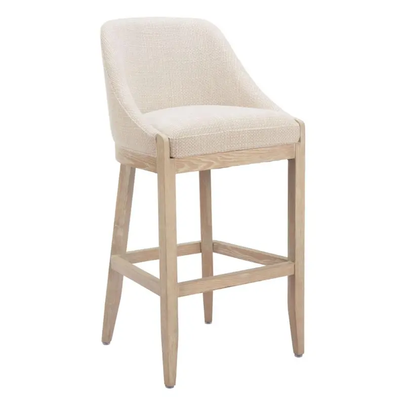 Calmo Beige Textured Fabric Barstool 1