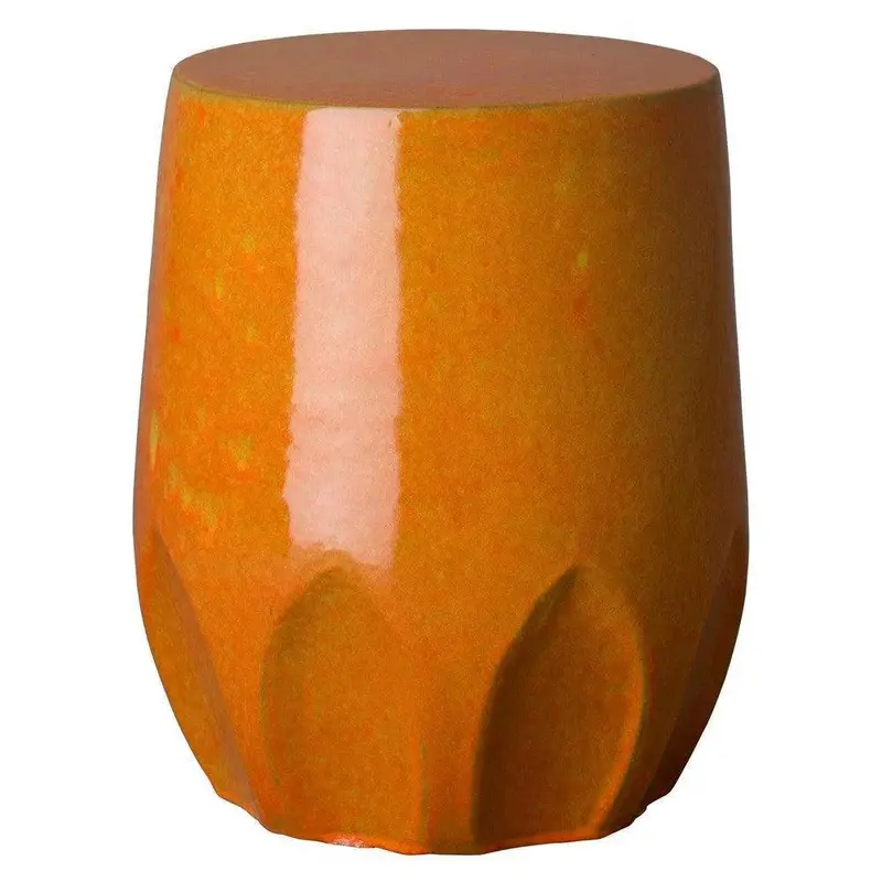 Calyx-Shaped Ceramic Garden Stool – 22 Inch Outdoor Sculptural Seat 1