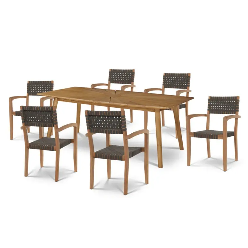 Cambria 7-Piece Teak Rectangular Garden Dining Set 1