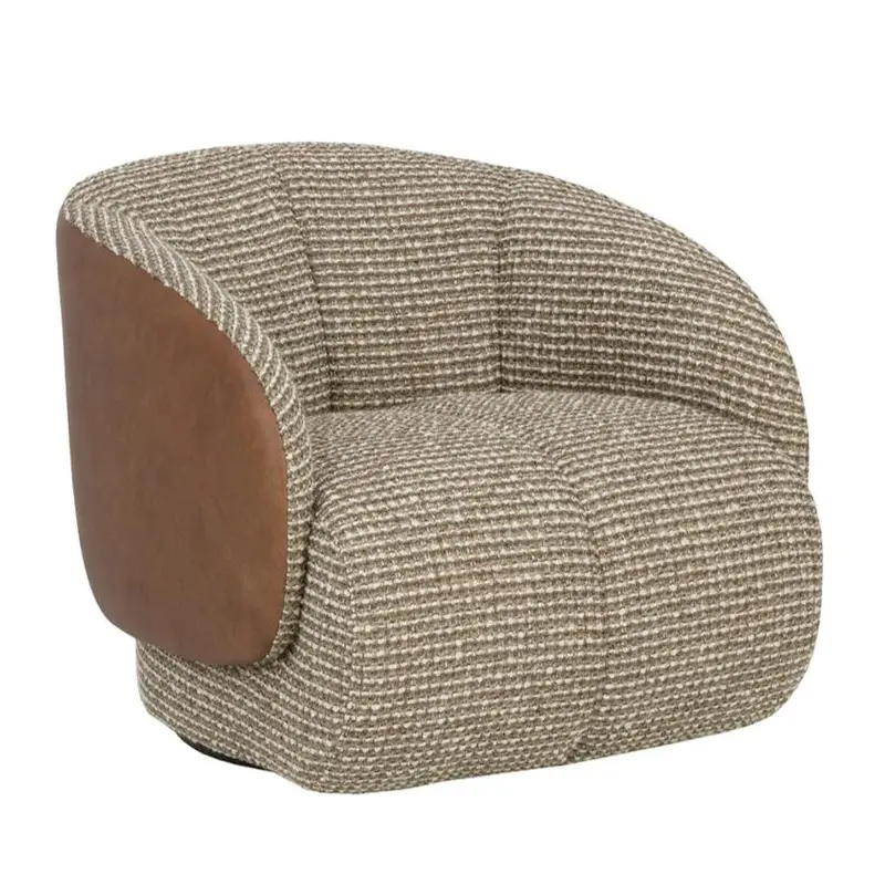 Camie Premium Leather Swivel Lounge Chair 1
