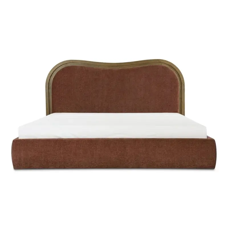Camilla Wave-Design Bed – Chestnut Finish Platform Frame 1