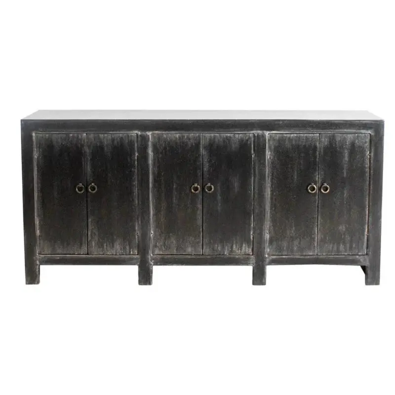 Campana Distressed Black Wooden Sideboard With Antique Hardware 1