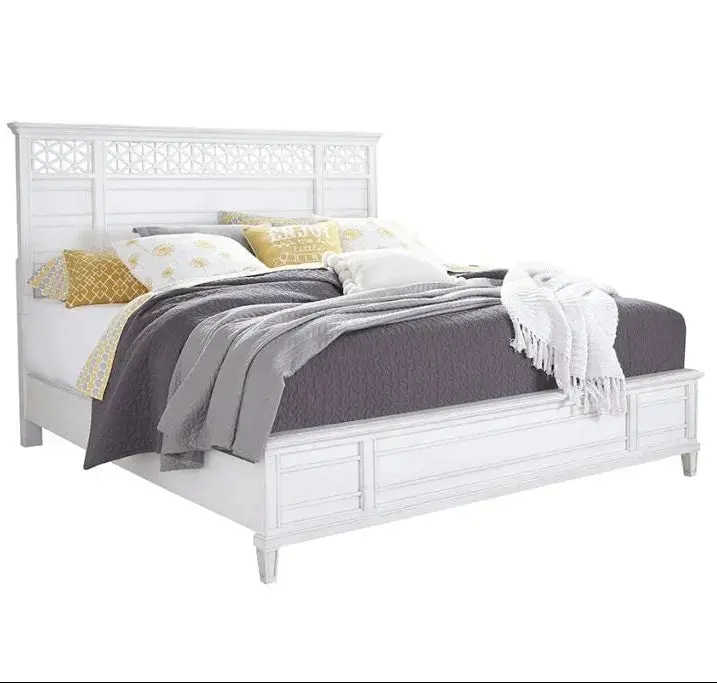 Cane Bay Fretwork Panel Bed With Decorative Wood Headboard 1
