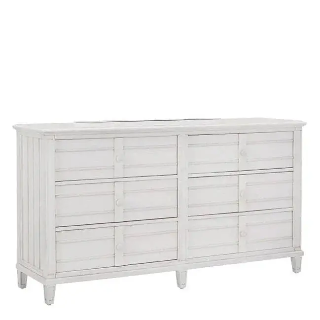 Cane Bay Six-Drawer White Dresser With Soft-Close Hardware 1