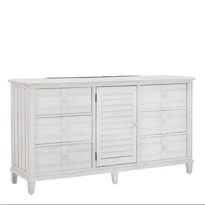 Cane Bay White Louvered Dresser – No Mirror Included 1