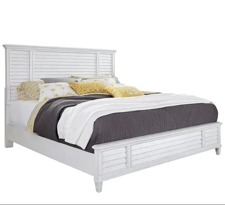 Cane Bay Wood Panel Bed With Louvered Headboard 1