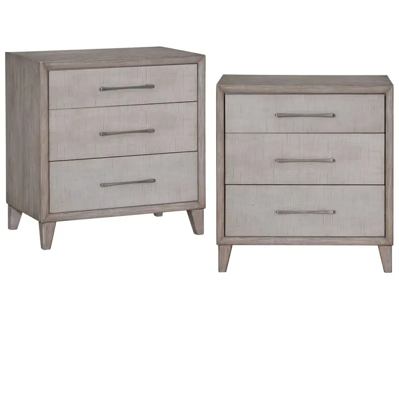 Cape Three-Drawer Wooden Nightstand With Built-In Usb – 2-Piece 1