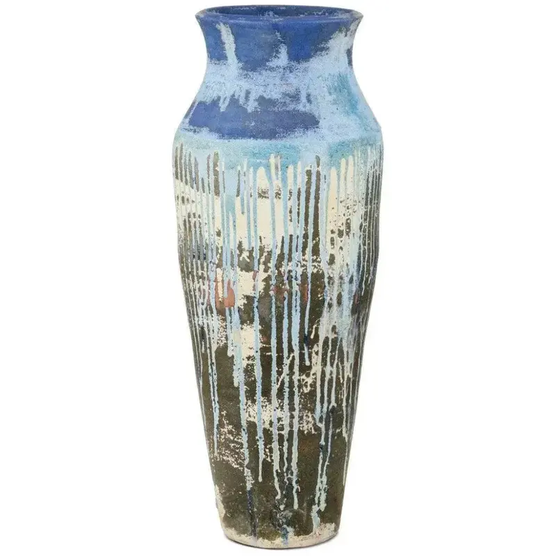 Capizzi Blue Drip Ceramic Urn – Artisan Glazed Stoneware 1