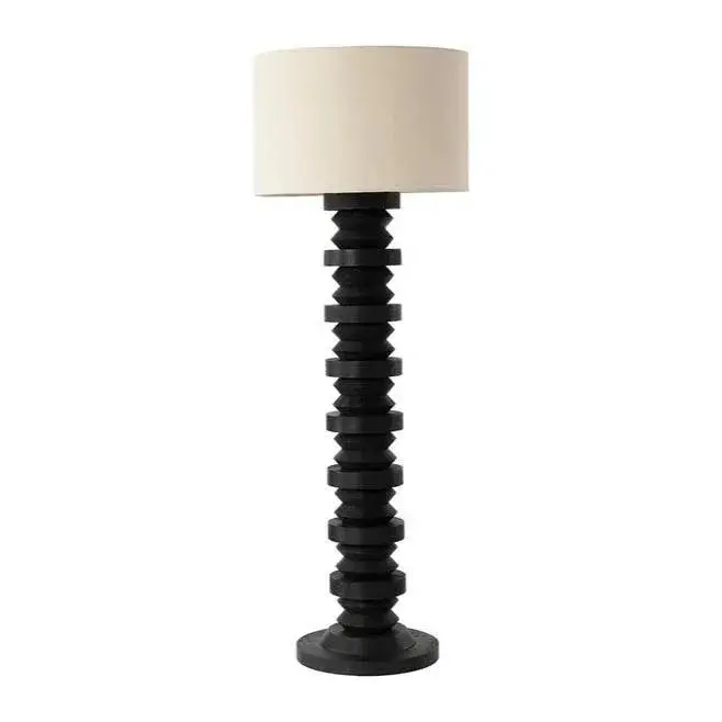 Capo Floor Lamp – Sculptural Black Base And Tailored Linen Shade 1