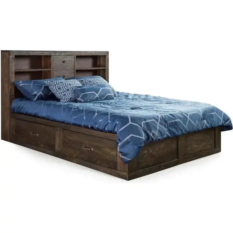 Captain-Style Queen Bed With Integrated Bookcase And Storage 1