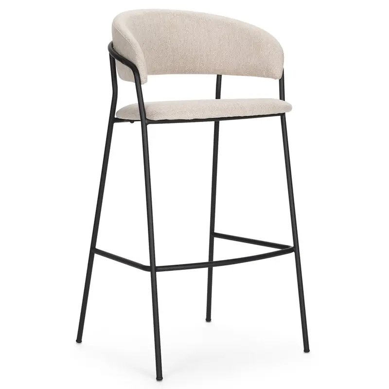 Carolyn Oatmeal Upholstered Barstool With Footrest 1