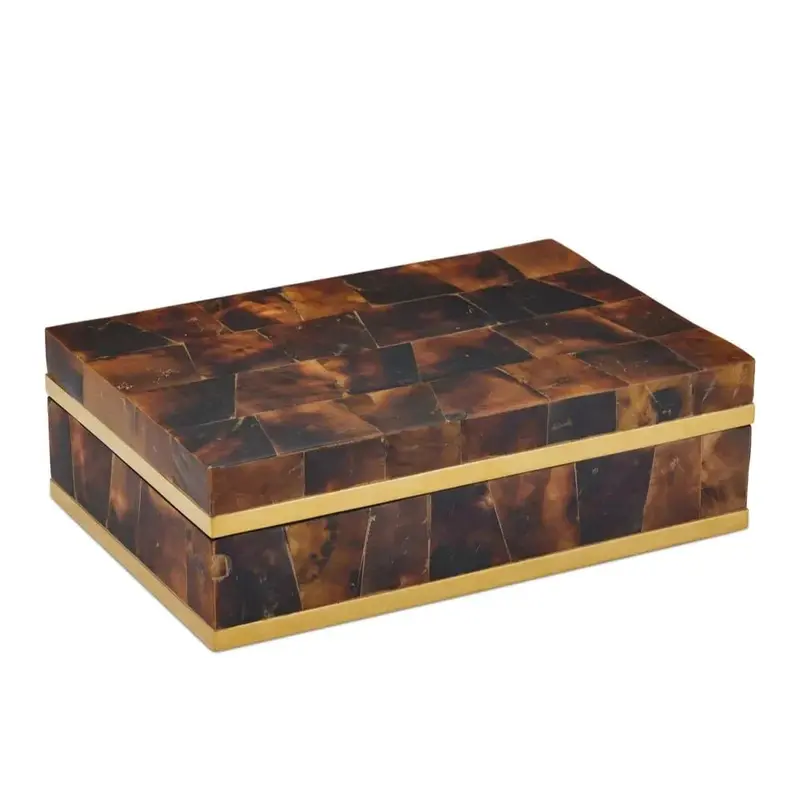 Casey Coastal-Inspired Pen Shell Box With Brass Trim 1