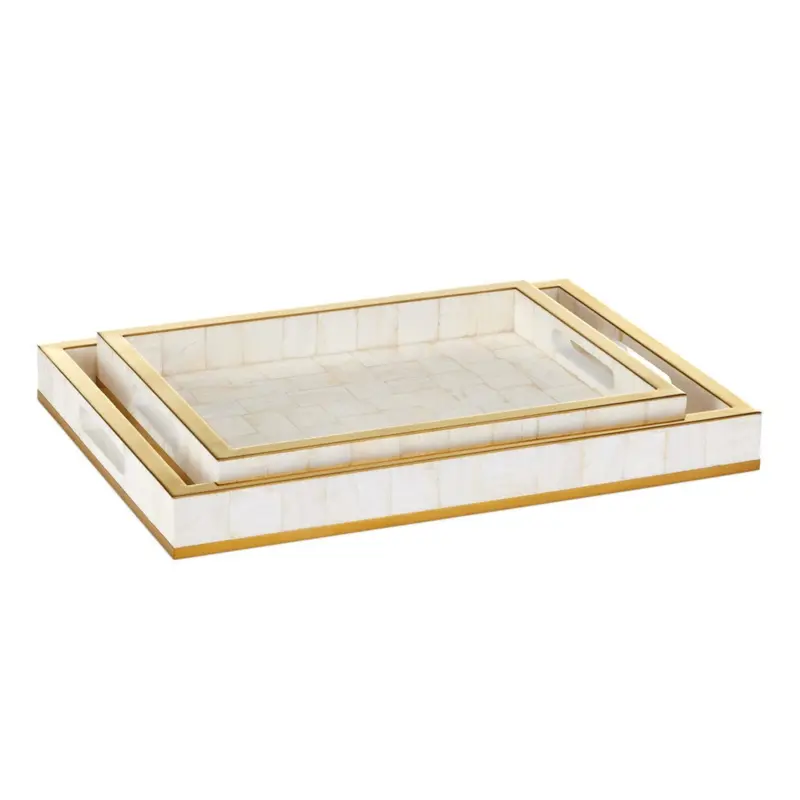 Casey Mother-Of-Pearl Inlaid Decorative Tray Set (2-Piece) 1