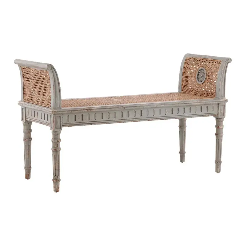 Castlewood Hand-Carved Wooden Bedroom Bench With Ornate Arms 1