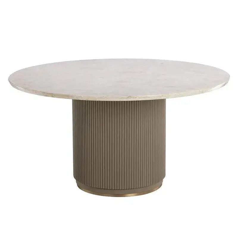 Cataldi Dining Table – 59-Inch Marble Surface With Delicate Gold-Leaf Trim 1