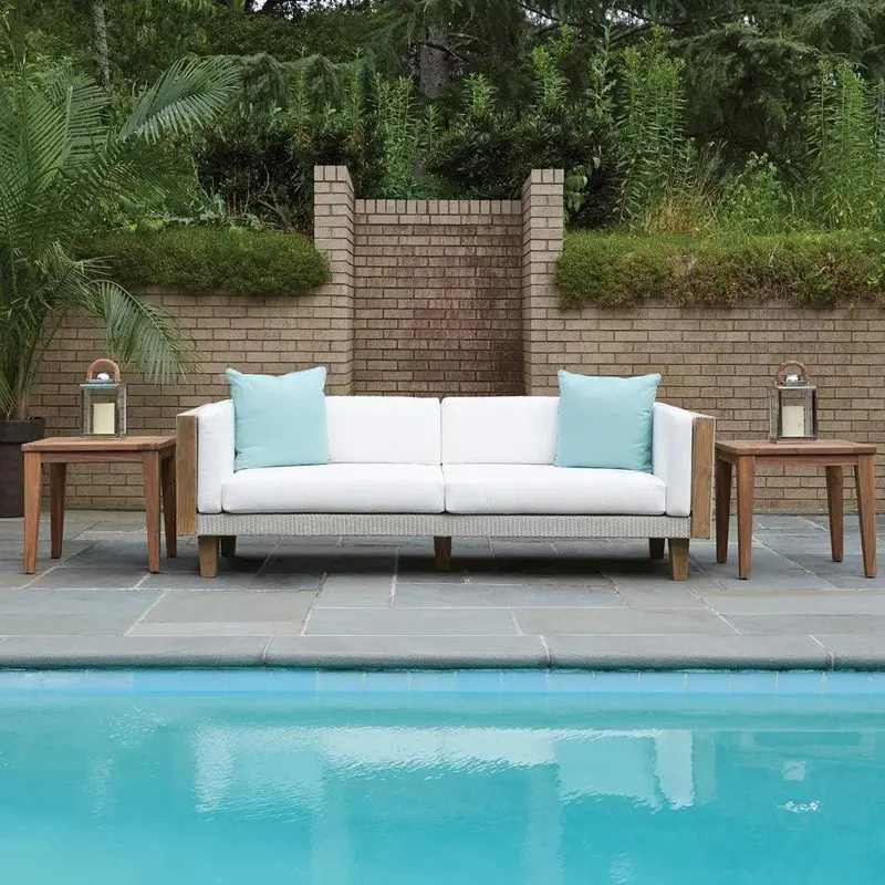 Catalina 90-Inch Wicker Sofa With Handcrafted Teak Tables – Made In Usa 1