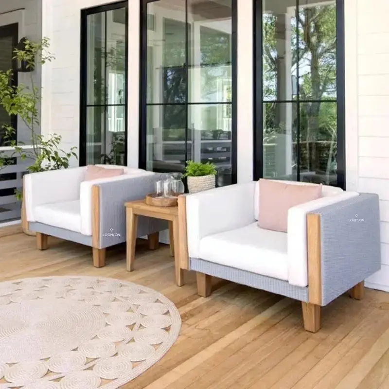 Catalina Wicker Lounge Chairs With Teak Accent Table Bundle 1
