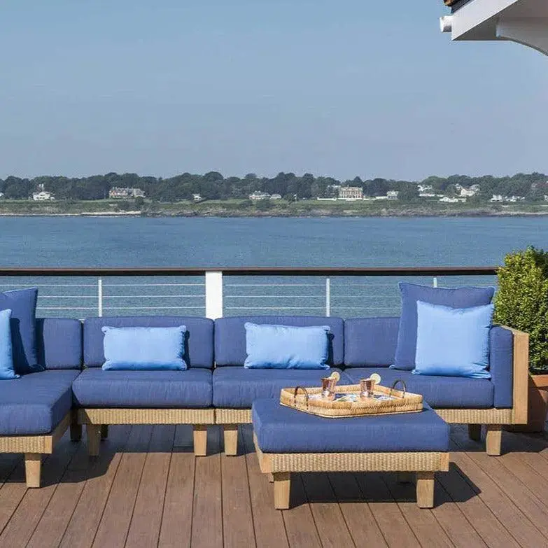 Catalina Wicker Sectional Lounge Set With Ottoman – Usa-Made 1