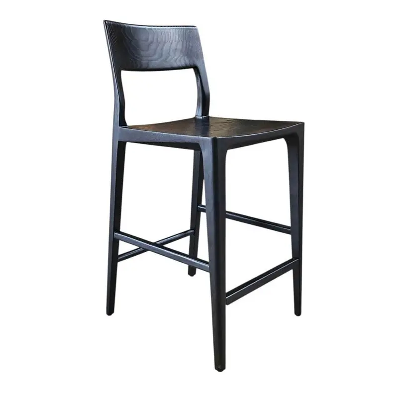 Catania Solid Wood Barstool With Integrated Footrest 1