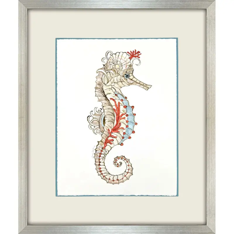 Celebratory Seahorse Design In Warm Wood Frame 1