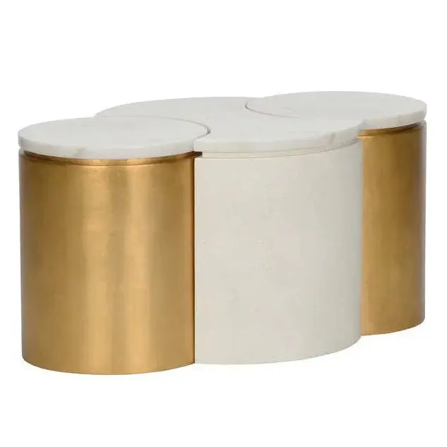 Chain-Inspired Marble-Top Barrel Table Set 1