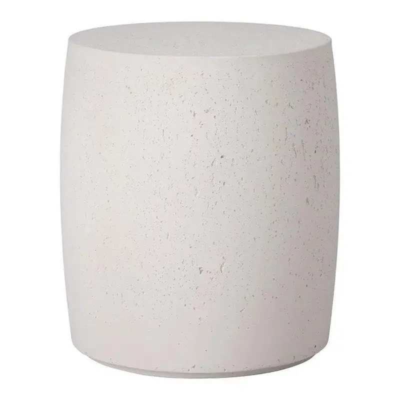 Chalk White Terrazzo Round Garden Stool – 18 Inch Exterior Decorative Stool 1