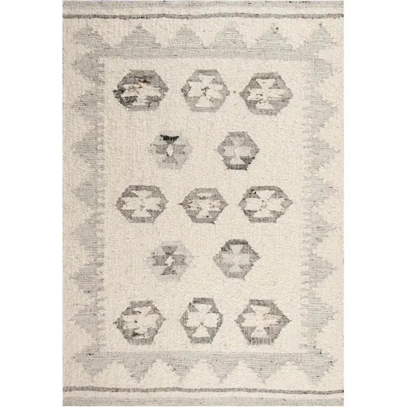 Cham Metallic Silver Geometric Living Room Area Rug 1