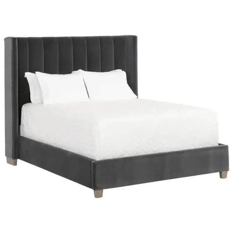 Chandler Wingback Bed With Velvet Upholstery 1
