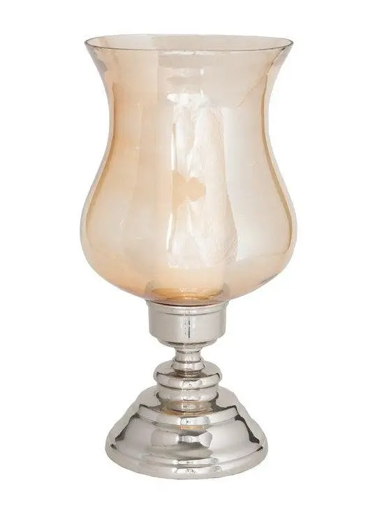 Charm Topaz Hurricane Lamp With Steel Base And Glass Cylinder 1