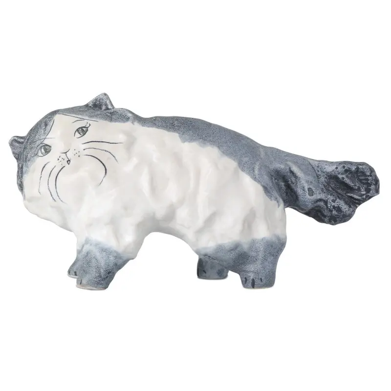 Charming Siamese Cat Sculpture In Glazed Porcelain 1
