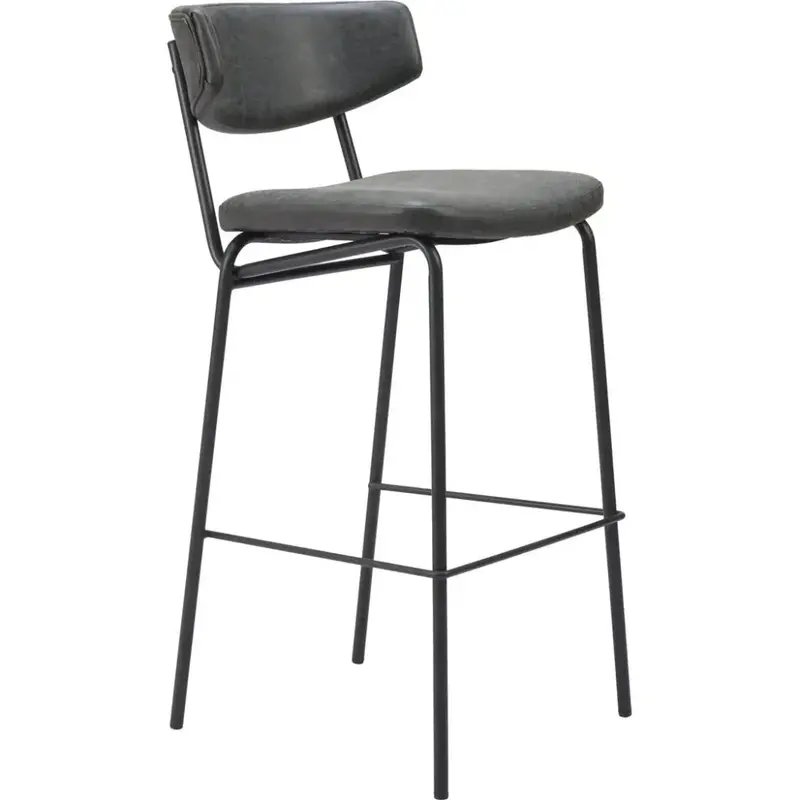 Charon Black Leather Counter Stools (2-Pack) 1