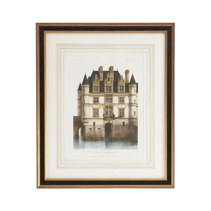 Château De Chenonceaux Gold-Accented Framed Art Print 1