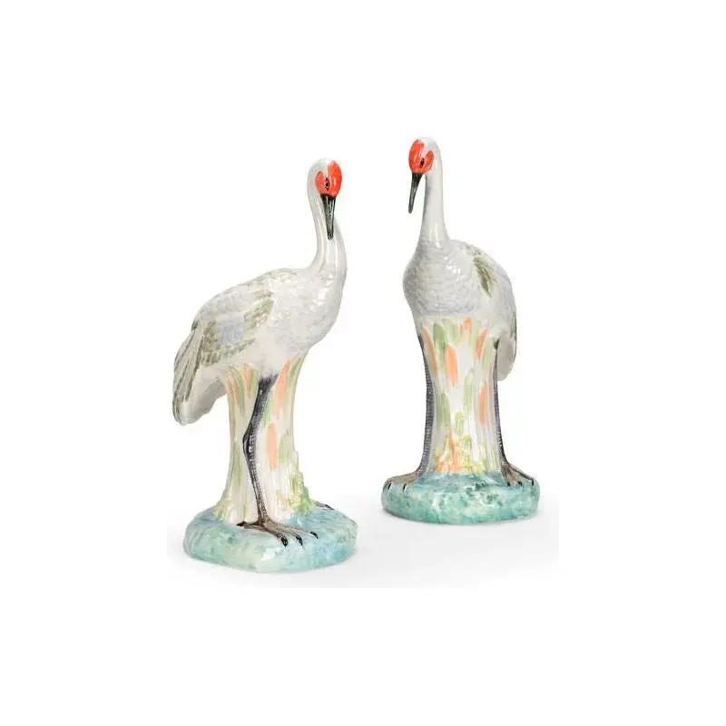 Chelsea Crane Ceramic Sculpture With Artisan Glazing 1