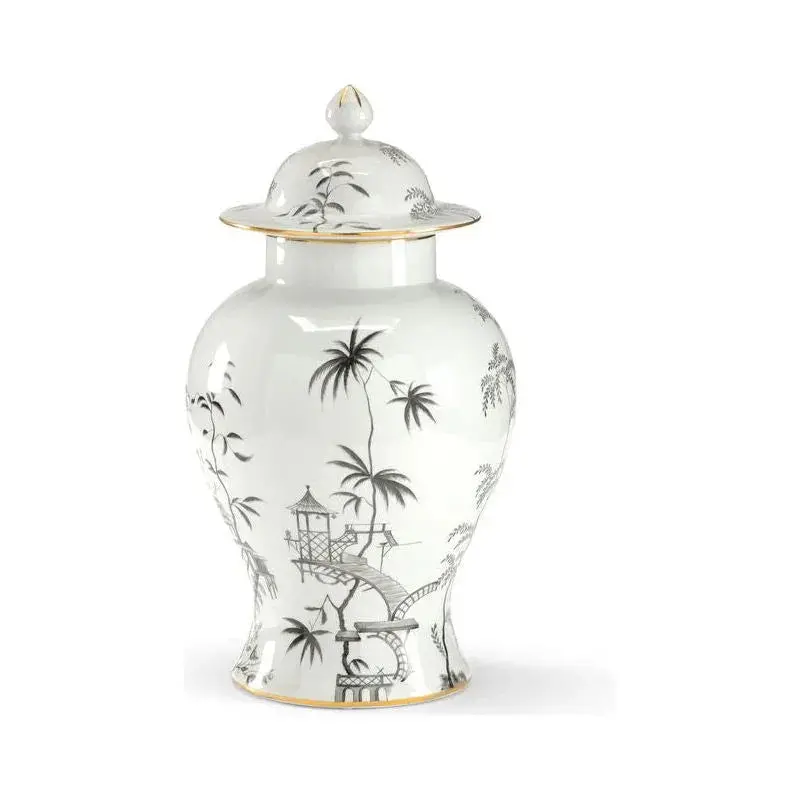 Chinoiserie-Style Decorated Porcelain Storage Jar 1