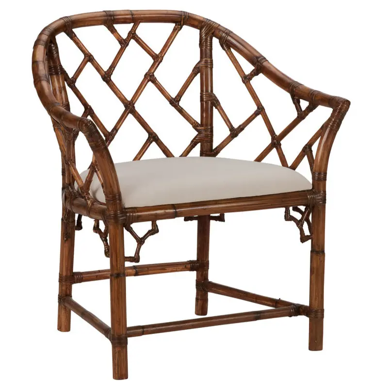 Chippendale-Style Armchair With Bamboo And Rattan Accents 1
