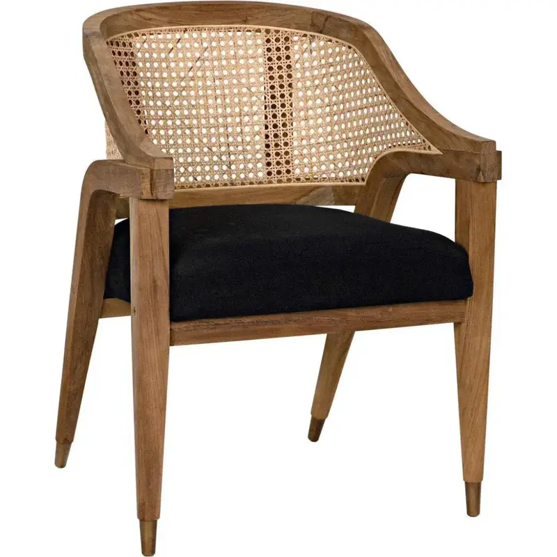 Chloe Black Caned Teak Dining Chair 1