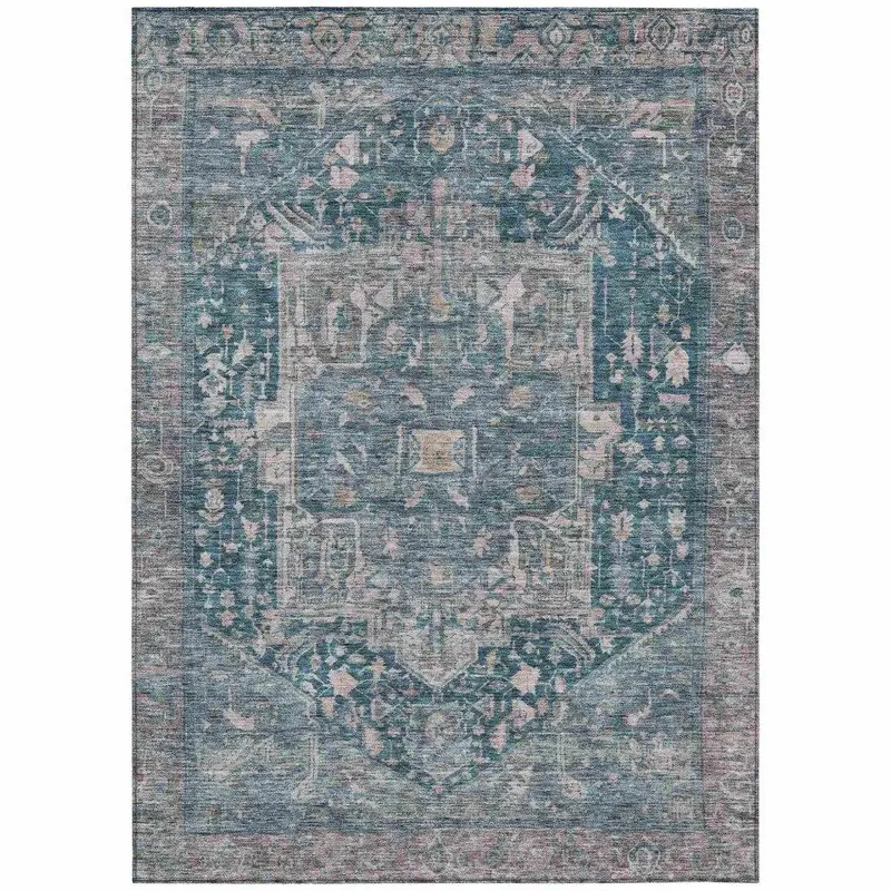 Clarina Blue All-Weather Washable Area Rug 2
