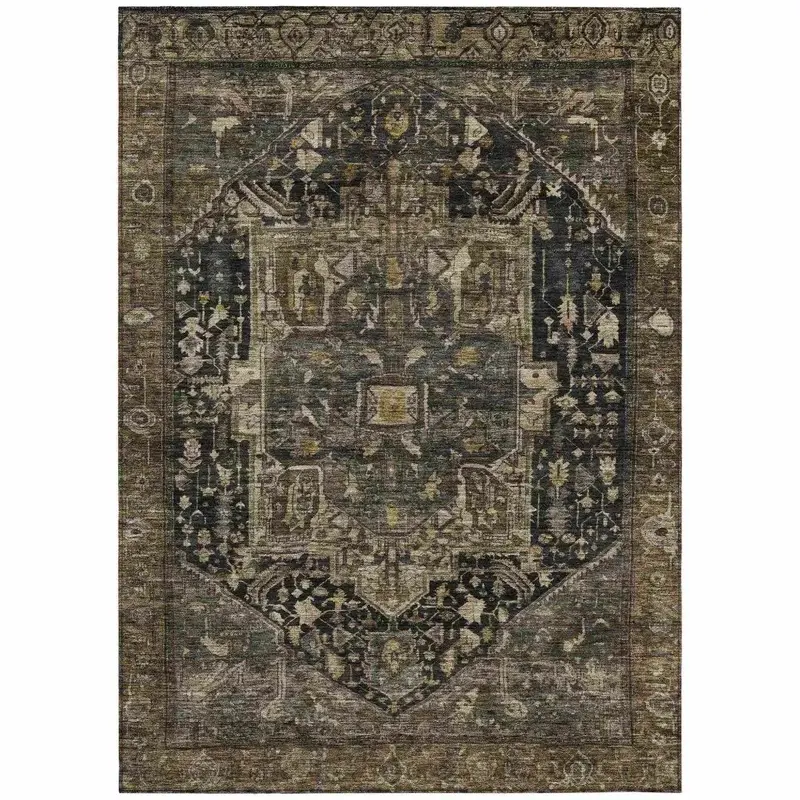 Clarina Brown All-Weather Washable Area Rug 2