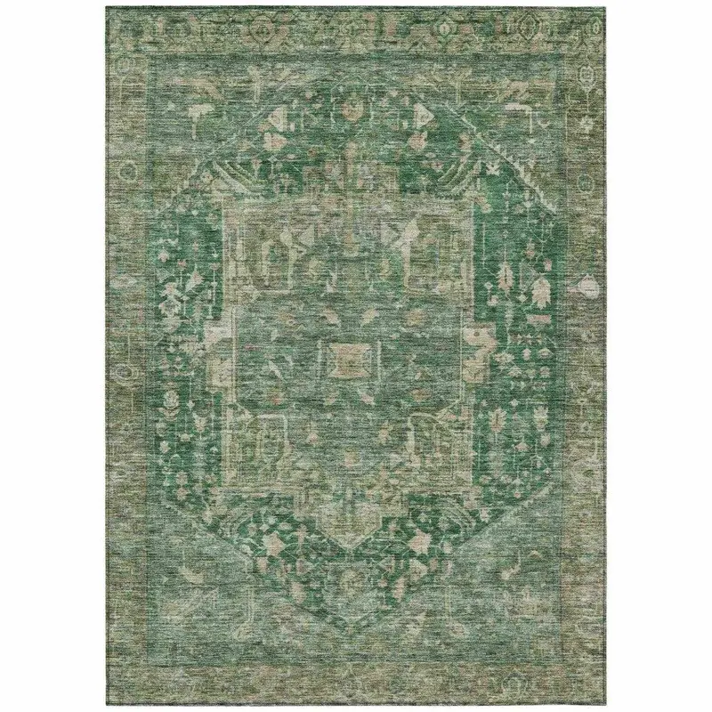 Clarina Emerald All-Weather Washable Area Rug 2
