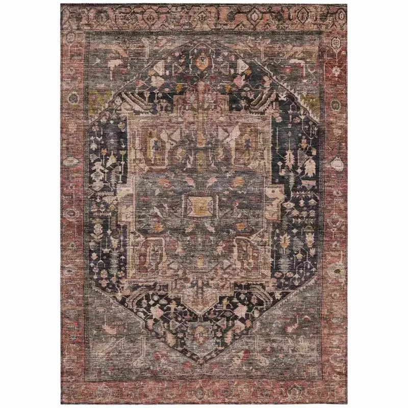 Clarina Gray All-Weather Washable Area Rug 2