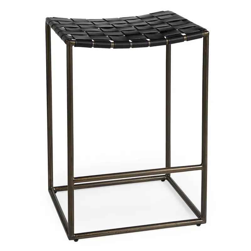 Clarissa Woven Leather Counter Height Stool 1