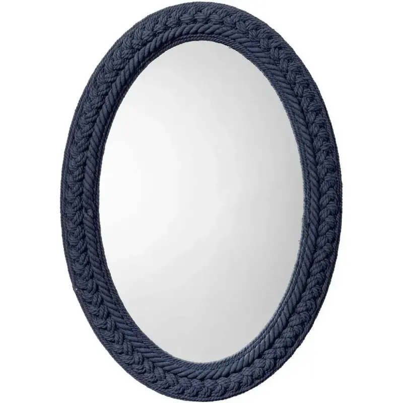 Club Oval Wall Mirror With Cotton Rope Frame 1
