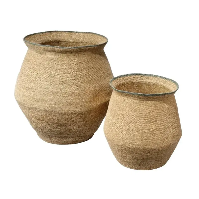 Cobra Patterned Beaded Basket Set – Two-Tier Bohemian Storage Duo 1