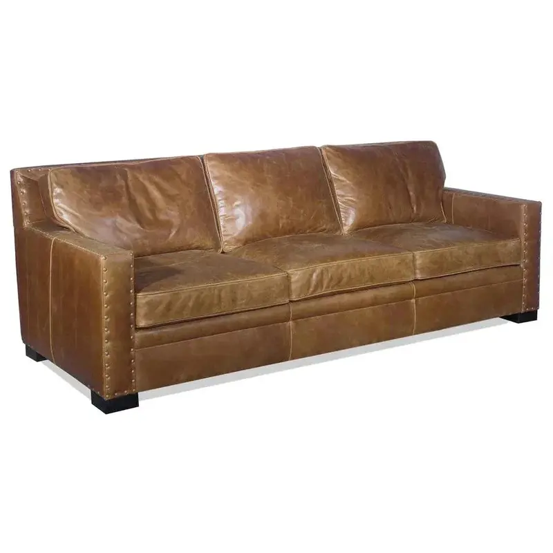 Colorado Tan High-Back Leather Couch – Usa Built 1